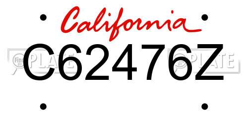 C62476Z California License Plate