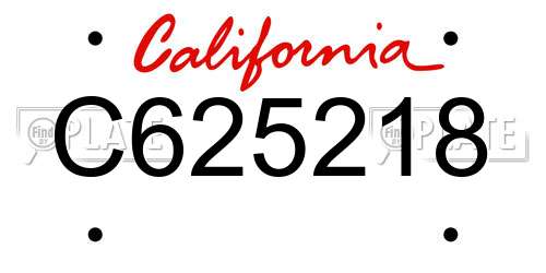 C625218 California License Plate
