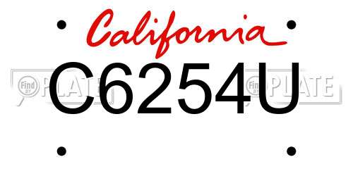 C6254U California License Plate