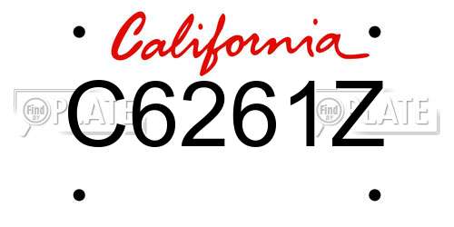 C6261Z California License Plate