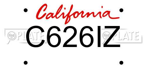 C626IZ California License Plate