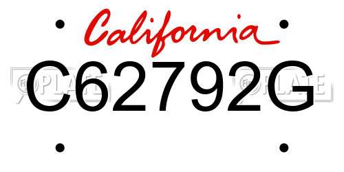 C62792G California License Plate