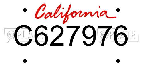 C627976 California License Plate