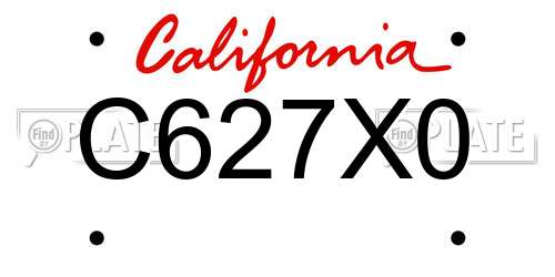 C627X0 California License Plate