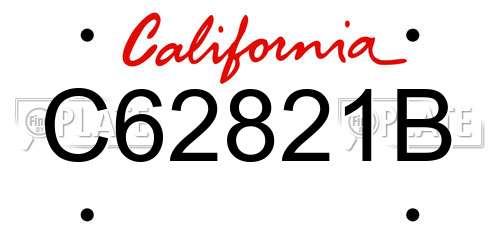 C62821B California License Plate