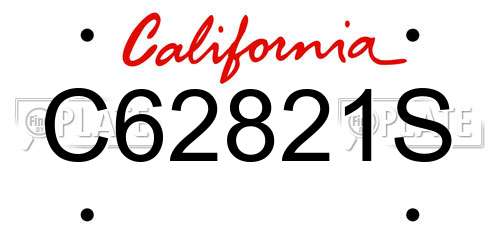 C62821S California License Plate