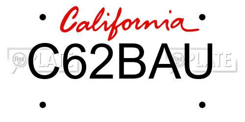C62BAU California License Plate