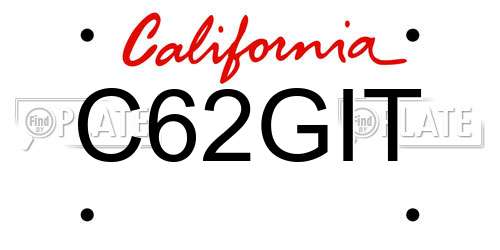 C62GIT California License Plate