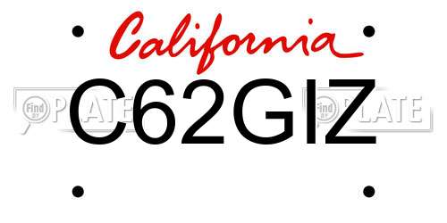 C62GIZ California License Plate