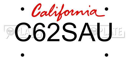 C62SAU California License Plate