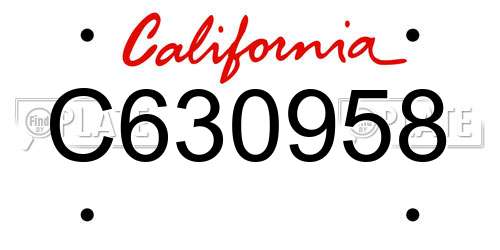C630958 California License Plate