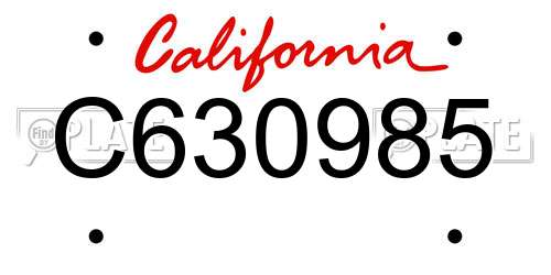 C630985 California License Plate