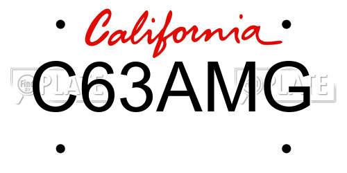 C63AMG California License Plate