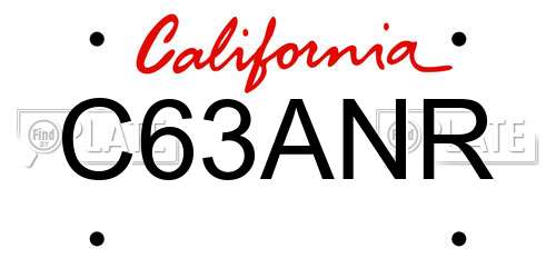 C63ANR California License Plate