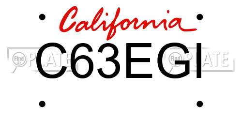 C63EGI California License Plate