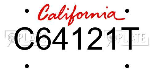 C64121T California License Plate