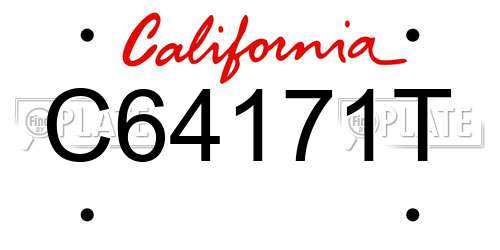 C64171T California License Plate
