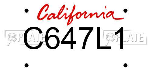 C647L1 California License Plate