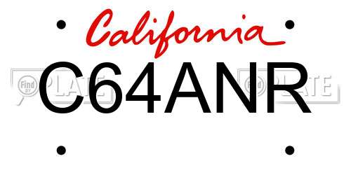 C64ANR California License Plate