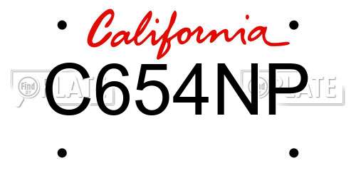 C654NP California License Plate