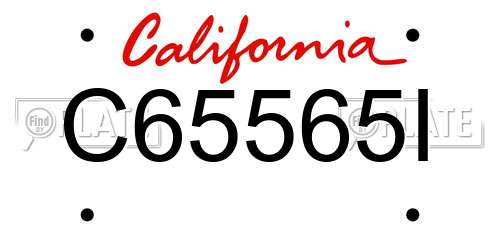 C65565I California License Plate