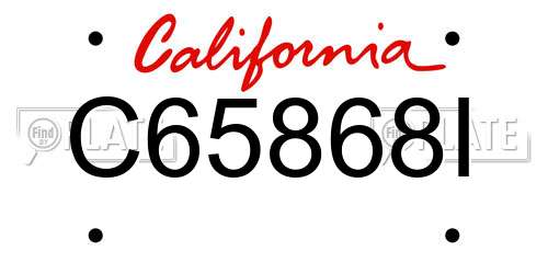 C65868I California License Plate