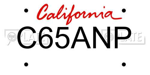 C65ANP California License Plate
