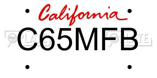 C65MFB California License Plate