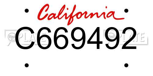 C669492 California License Plate