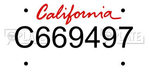 C669497 California License Plate