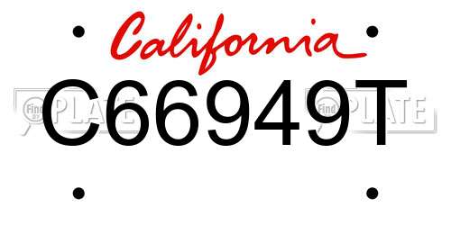 C66949T California License Plate