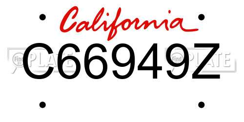 C66949Z California License Plate