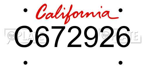 C672926 California License Plate
