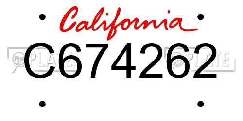 C674262 California License Plate