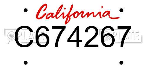 C674267 California License Plate