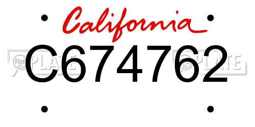 C674762 California License Plate