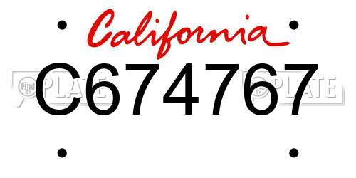C674767 California License Plate