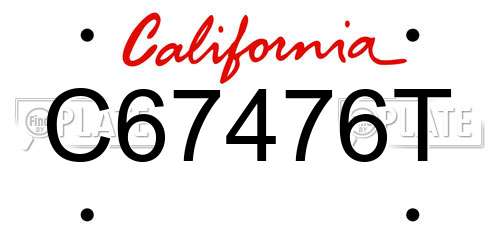 C67476T California License Plate