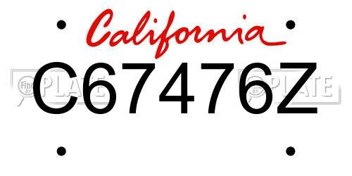 C67476Z California License Plate