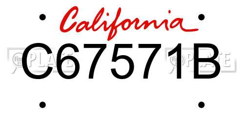 C67571B California License Plate