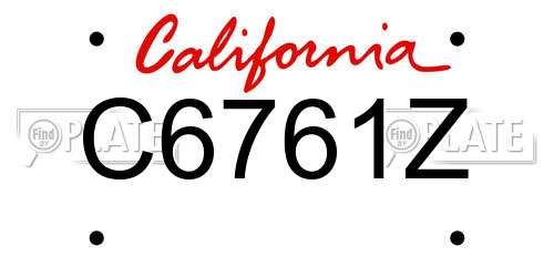 C6761Z California License Plate
