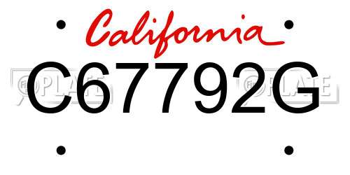 C67792G California License Plate