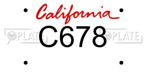 C678 California License Plate