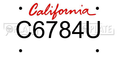 C6784U California License Plate