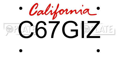 C67GIZ California License Plate