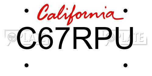 C67RPU California License Plate