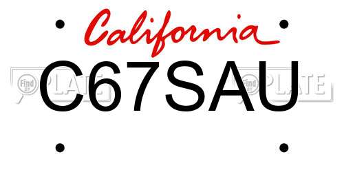 C67SAU California License Plate