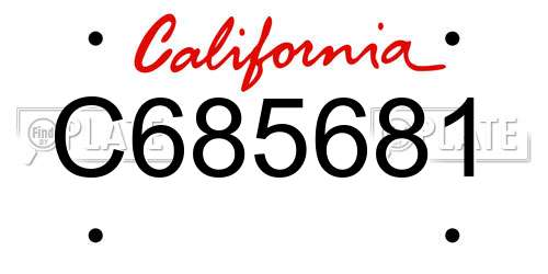 C685681 California License Plate