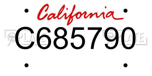 C685790 California License Plate