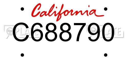 C688790 California License Plate